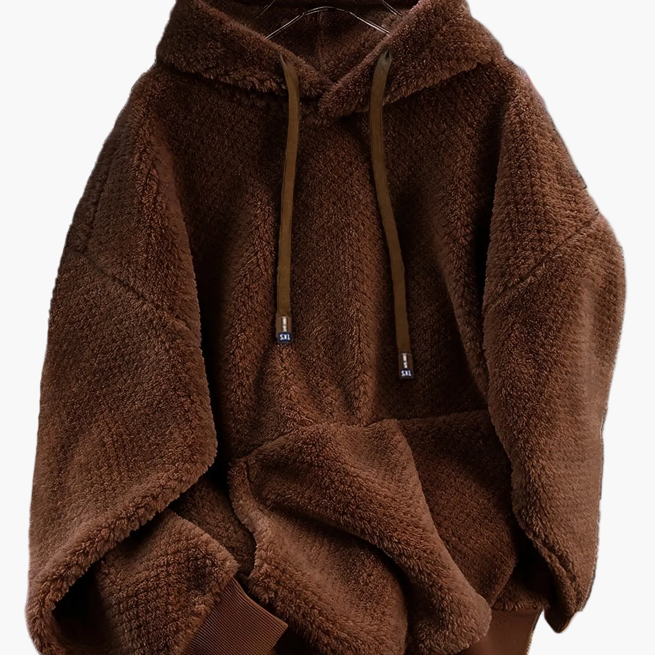 Teddy-Fleece Hoodie für Damen mit Kapuze und Kängurutasche, Kuscheliger Oversize Pullover