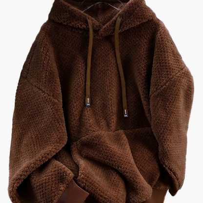 Teddy-Fleece Hoodie für Damen mit Kapuze und Kängurutasche, Kuscheliger Oversize Pullover