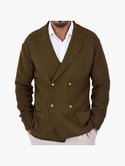 Herren Strickjacke Casual Doppelreihig Business Freizeit Sakko-Stil