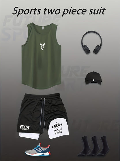 Herren Fitness Tanktop und Shorts Set – Sportliches Trainingsoutfit für das Fitnessstudio