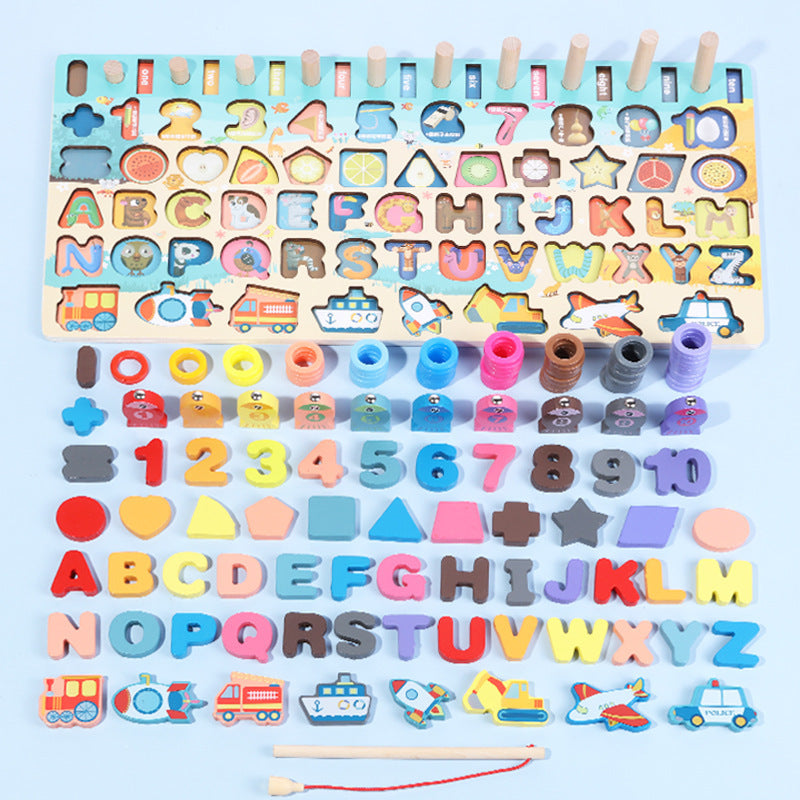 Lernspielzeug Holz Buchstaben & Zahlen Puzzle für Kinder – Pädagogisches Montessori Brettspiel