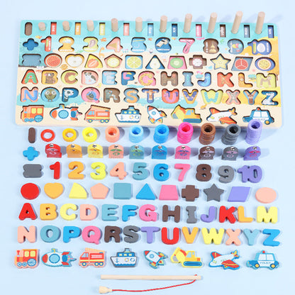 Lernspielzeug Holz Buchstaben & Zahlen Puzzle für Kinder – Pädagogisches Montessori Brettspiel