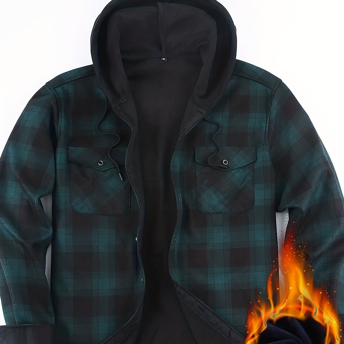 Herren Thermo-Kapuzenhemd Kariert – Warmes Freizeit Flanell Overshirt mit Futter