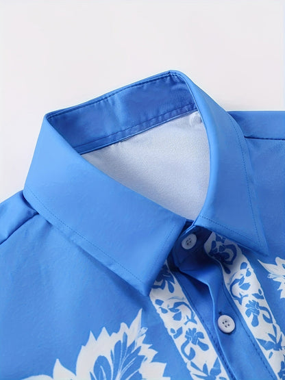 Herren Sommer Set mit Kurzarmhemd und Shorts – Eleganter Freizeitstil mit Blumenmuster für Urlaub & Alltag