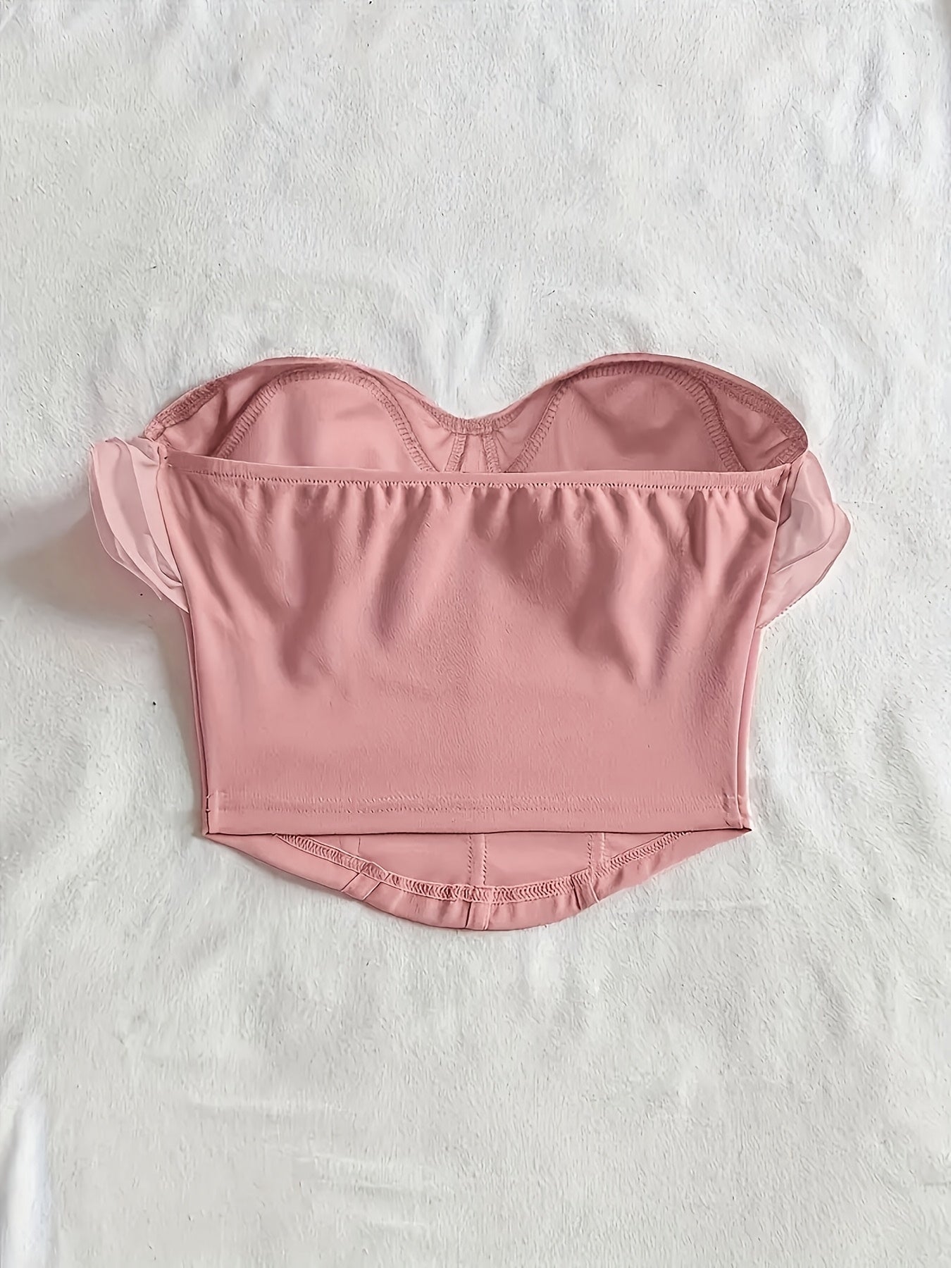 Damen Bustier Top schulterfrei mit Volant und Rüschen – Elegantes Party- und Ausgeh-Oberteil