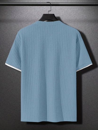 Herren T-Shirt mit Struktur, Modernes Kurzarm Basic, Freizeit & Urban Style