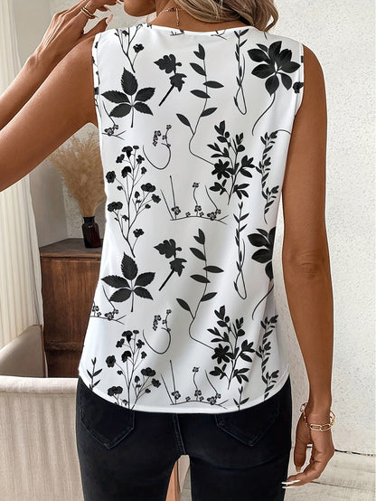 Damen Blusentop mit V-Ausschnitt und floralen Print – Elegantes Oberteil für Alltag und Büro
