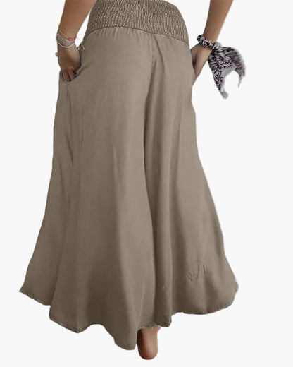 Damen Weite-Hose mit hohem Bund – Lässige elegante Freizeithose, bequemer Alltagsstil