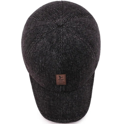 Winter Baseball Cap mit Ohrenklappen Herren Warme Schirmmütze