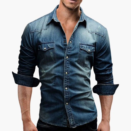 Herren Jeanshemd im Western-Stil mit Druckknöpfen – Lässiger Klassiker für Freizeit & Alltag