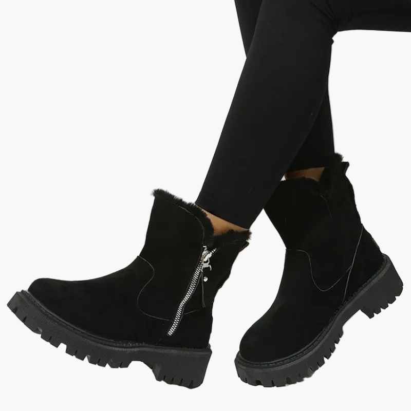 Damen Winter-Stiefeletten mit warmem Fellfutter und Reißverschluss – Modische Komfort-Boots für Alltag und Freizeit