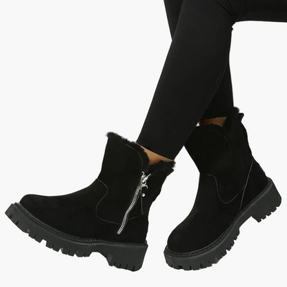 Damen Winter-Stiefeletten mit warmem Fellfutter und Reißverschluss – Modische Komfort-Boots für Alltag und Freizeit