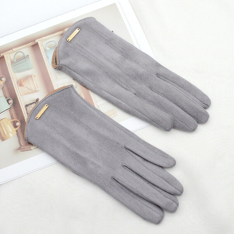 Damen Handschuhe aus weichem Material mit Zierapplikation, Khaki