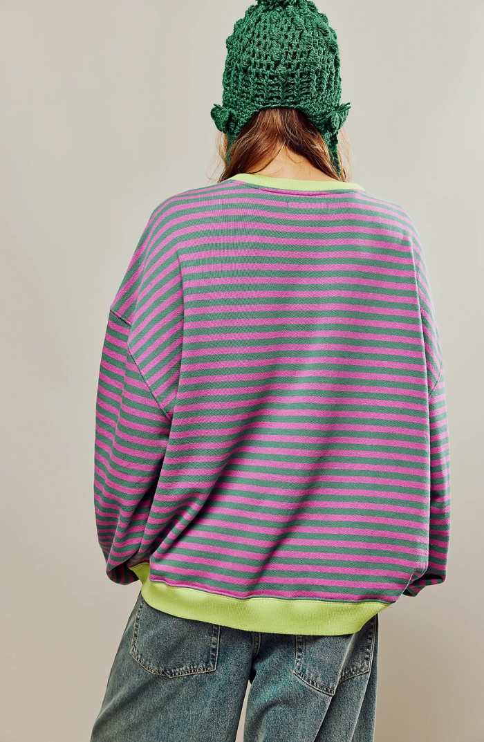 Damen Oversize Freizeitpullover mit Streifen – Lässiger Streetwear Style für Alltag & Freizeit