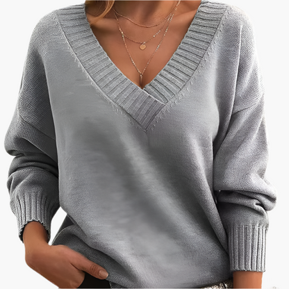 Damen Pullover mit V-Ausschnitt – Eleganter Strickpullover für Alltag & Büro