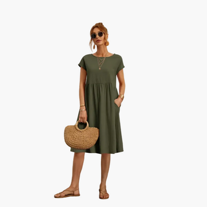 Damen Sommerkleid mit kurzen Ärmeln – Elegantes Freizeitkleid für Alltag & Urlaub