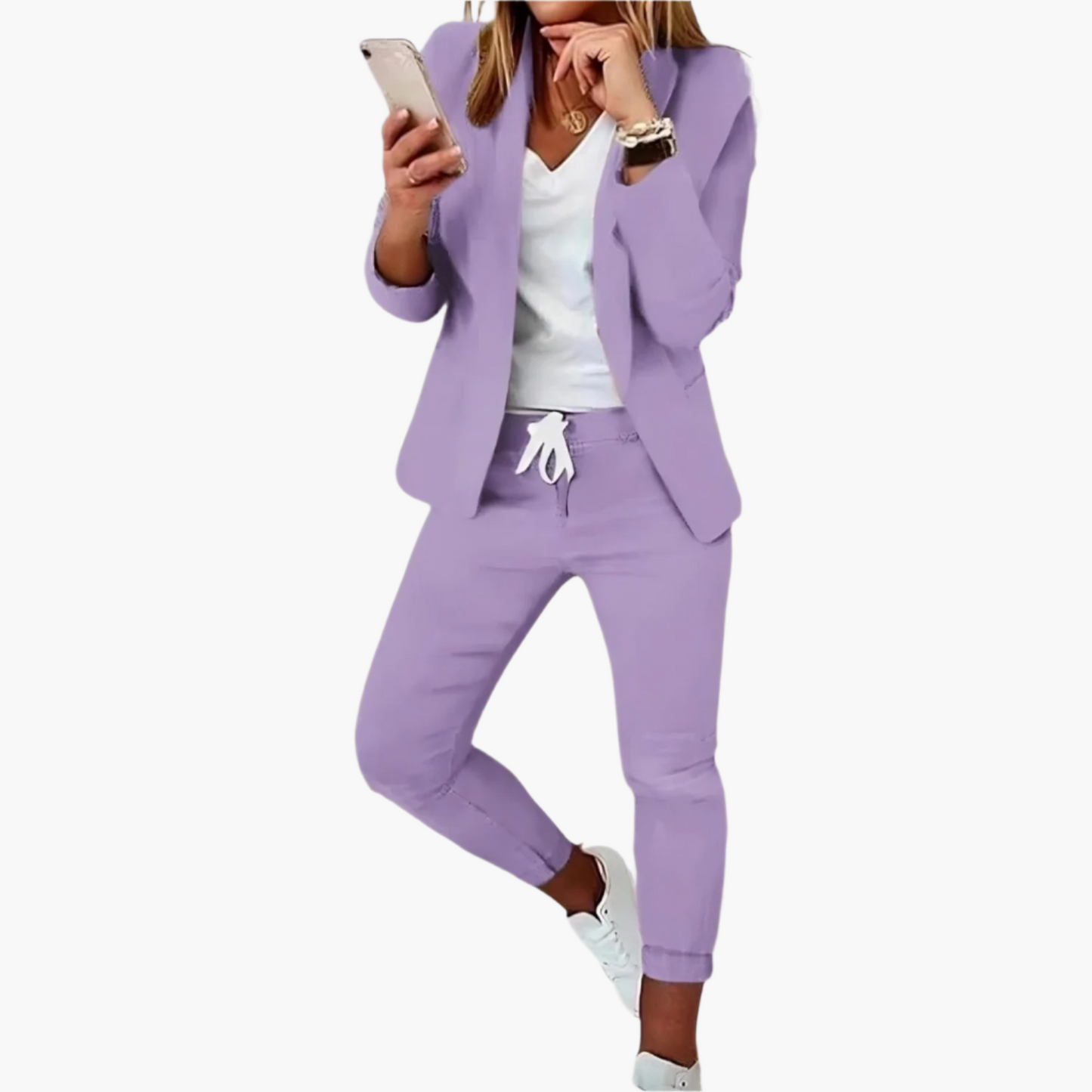 Damen Business-Casual Zweiteiler – Blazer & Joggerhose für Büro und Freizeit
