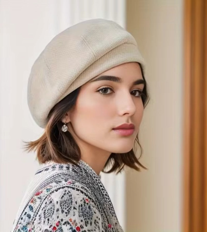 Damen Beret Mütze mit Karomuster