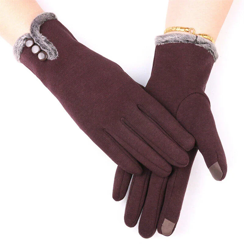 Winterhandschuhe für Damen, warm, mit Kunstfellbündchen