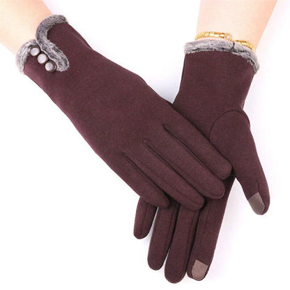 Winterhandschuhe für Damen, warm, mit Kunstfellbündchen