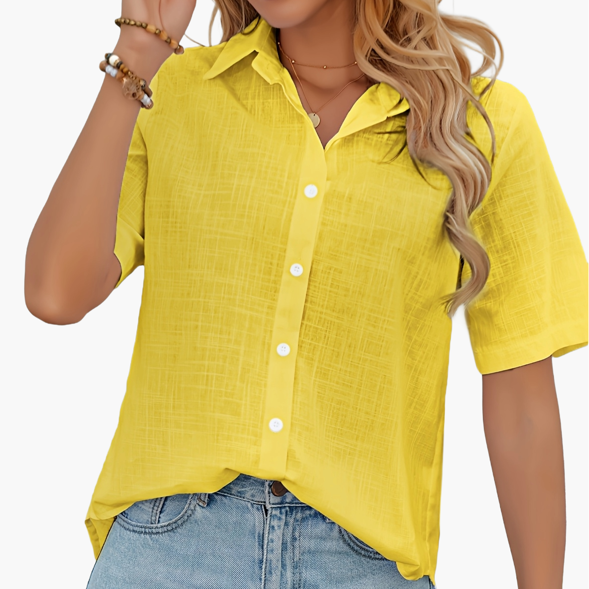 Damen Kurzarm Bluse mit Herzmuster – Sommerliche Freizeitmode, Modern und Vielseitig