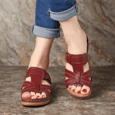 Damen Komfort-Sandalen Slip-On mit Keilabsatz – Bequeme Freizeitschuhe für Alltag und Reisen