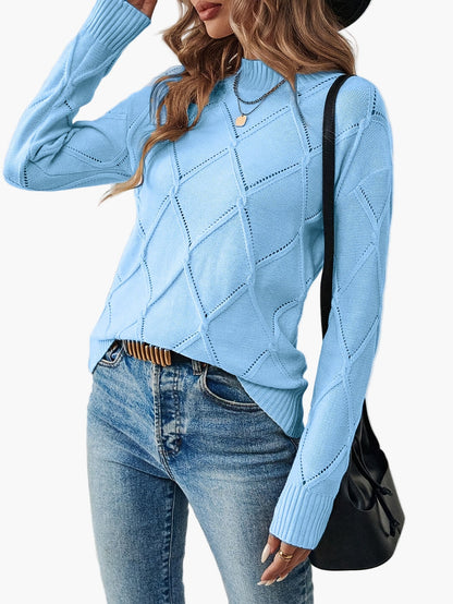 Damen Strickpullover mit Rauten-Muster und elegantem Stil – Perfekt für Alltag und Büro
