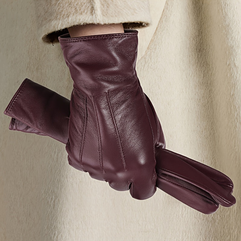 Damen Handschuhe aus weichem Material - Pflaume