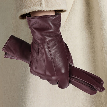 Damen Handschuhe aus weichem Material - Pflaume