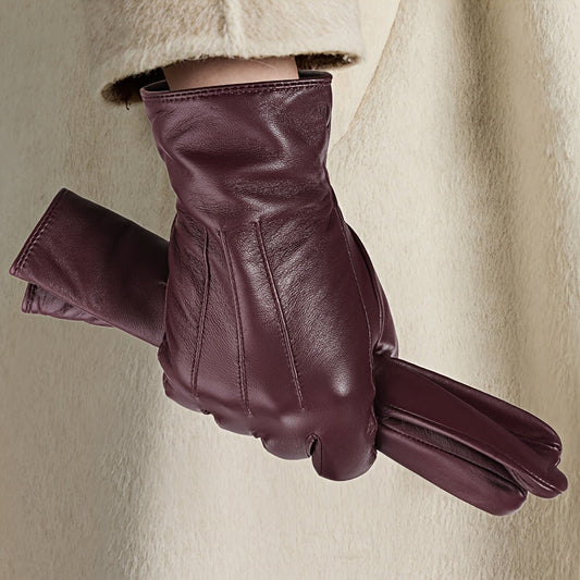 Damen Handschuhe aus weichem Material - Pflaume