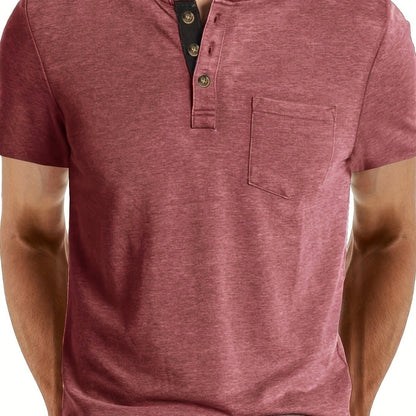 Herren Henley T-Shirt mit Knopfleiste und Brusttasche – Freizeitstil für Alltag und Wochenende