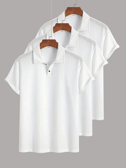 Herren Poloshirt Set Kurzarm – Klassischer Stil mit Modernem Strukturmuster, Vielseitig für Büro & Freizeit