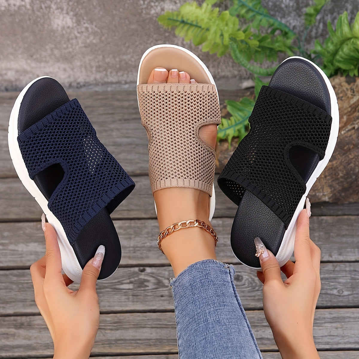 Damen Sportliche Slip-On Sandalen für Alltag und Freizeit