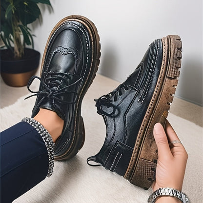 Herren Vintage Brogue Schnürschuhe – Elegante Alltagsschuhe mit Profilsohle