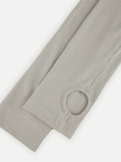 Damen Sport-Set: Geripptes Crop Top & Jogginghose mit Kordelzug - Grau