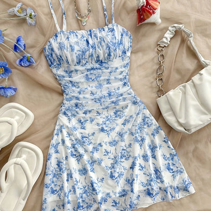 Damen Sommerkleid Elegant mit Trägern und Blumenmuster – Perfekt für Freizeit und Urlaub