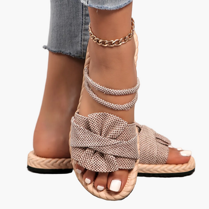 Damen Sommer Sandalen mit Schleife und Knöchelriemen – Bequeme Freizeitschuhe für Alltag und Urlaub