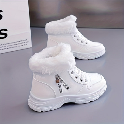 Winterstiefel Damen gefüttert Schnürstiefeletten mit dicker Sohle