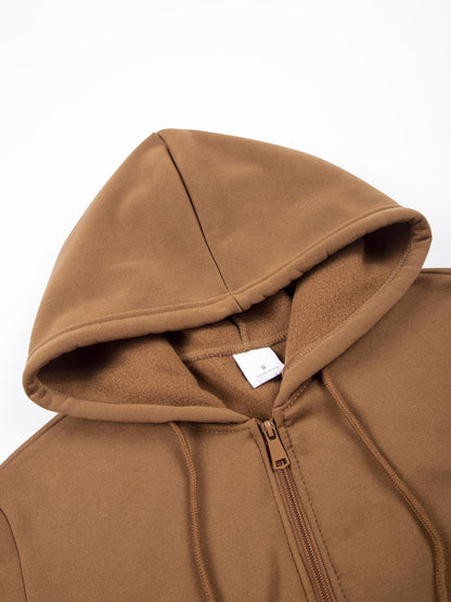 Herren Hoodie mit Reißverschluss, gefüttert, Langarm, Kängurutasche
