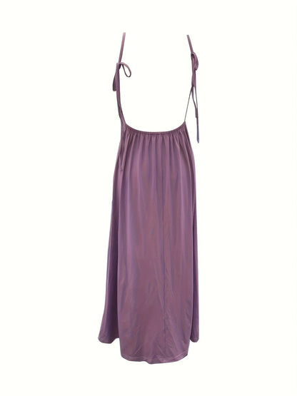 Damen Maxikleid mit Rückenfreiem Design und Hohem Beinschlitz – Elegantes Abend- und Partykleid