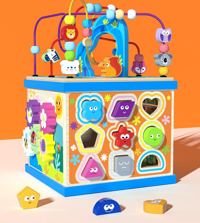 Kinder Multifunktions Lernwürfel Motorikspielzeug mit Alphabet, Zählen & Tiere – Unisex, Pädagogisch, Montessori Stil