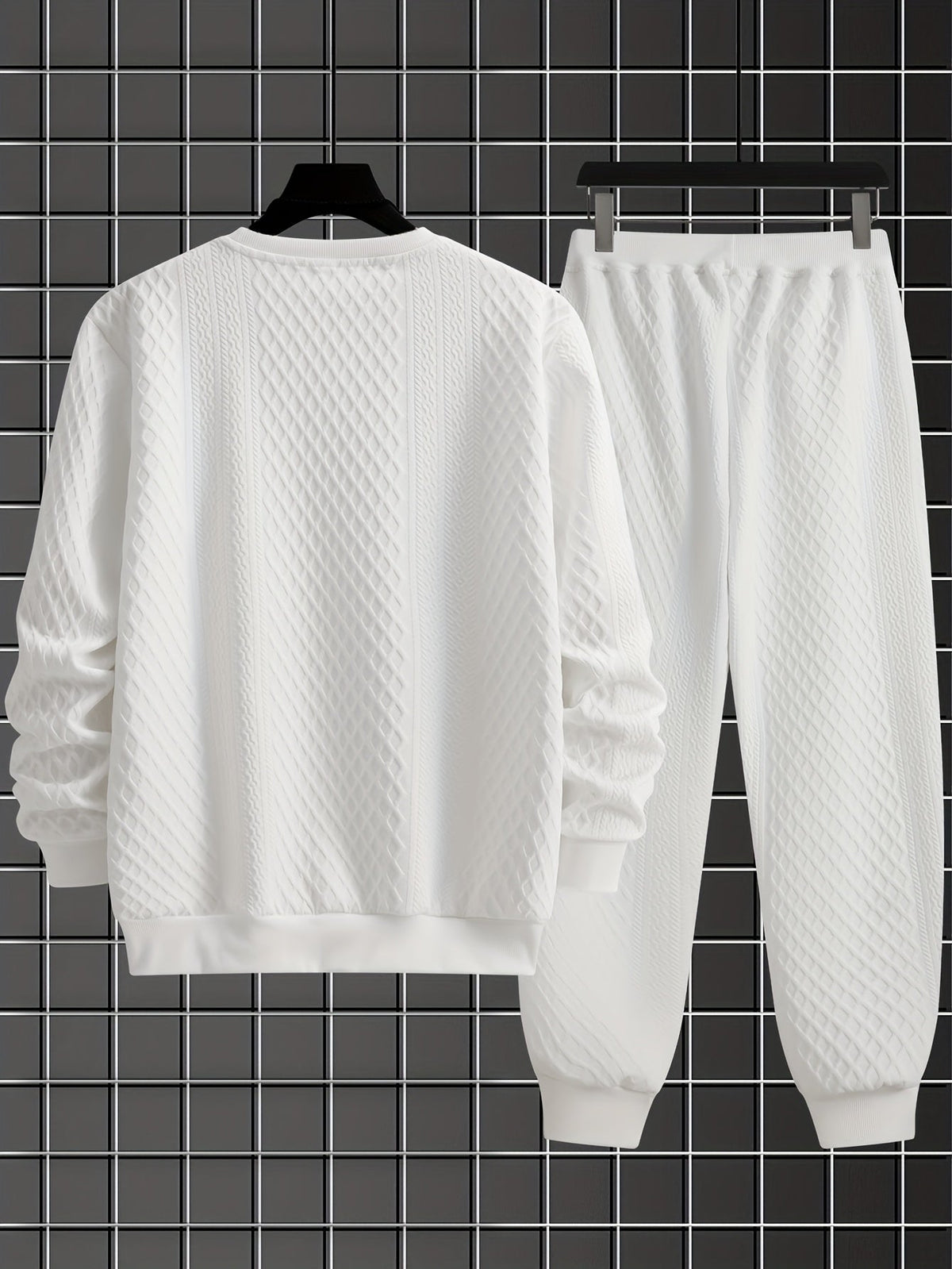 Herren Freizeitanzug mit Rautenmuster, Langarm Sweatshirt und Jogginghose