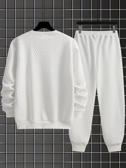 Herren Freizeitanzug mit Rautenmuster, Langarm Sweatshirt und Jogginghose