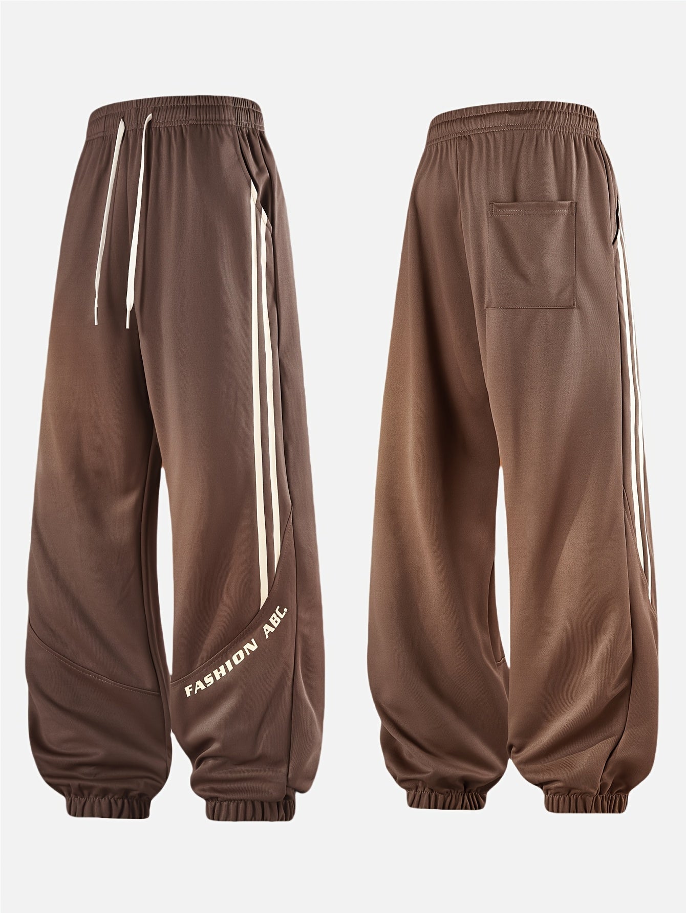 Herren Streetwear Jogginghose mit weitem Bein und Streifen – Urban Style Freizeit Trainingshose
