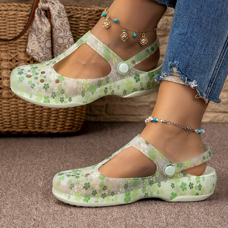 Damen Bequeme Freizeit Mary Jane Schuhe mit Blumenmuster – Alltag & Urlaub