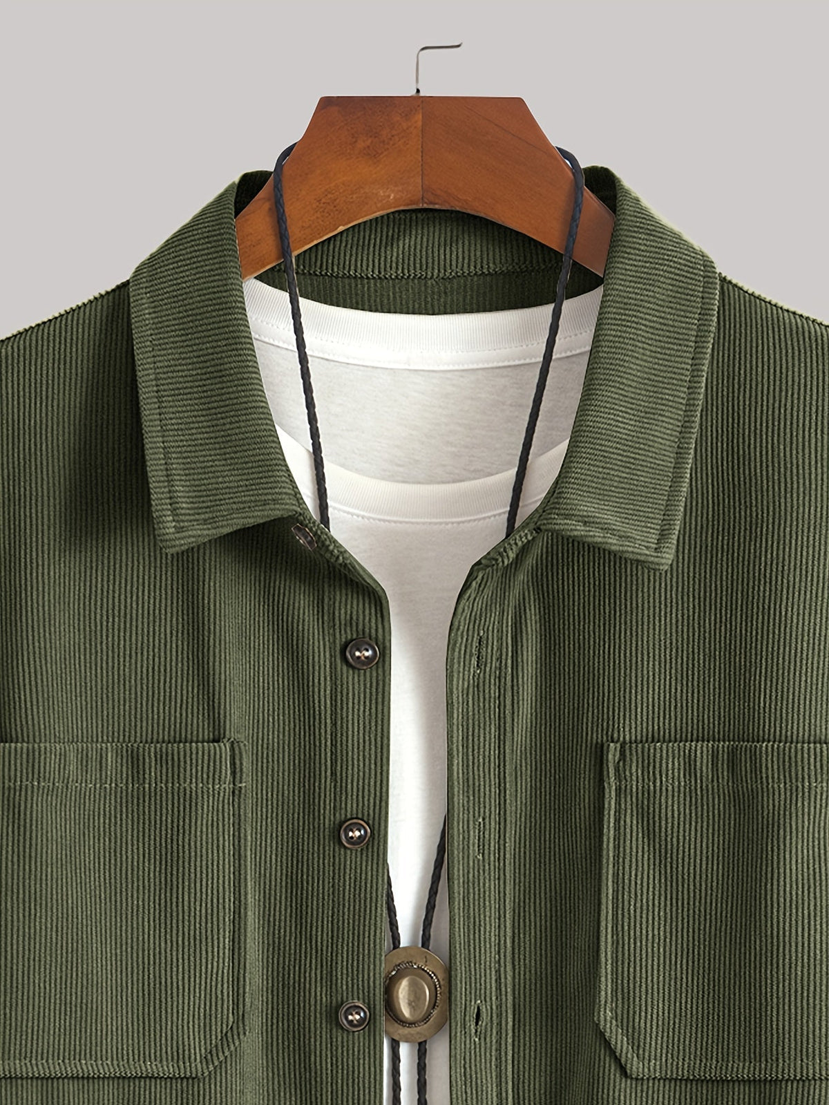 Herren Cordhemd Overshirt mit zwei Brusttaschen Langarm Freizeithemd