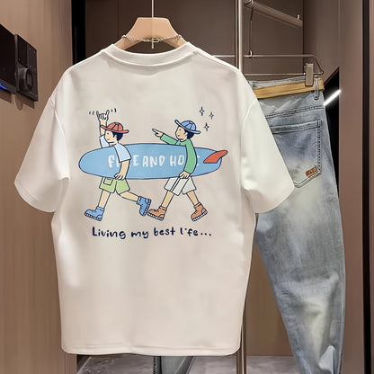 Unisex Graphic T-Shirt im lässigen Streetstyle mit Print "Living my best life" – Freizeit & Alltag