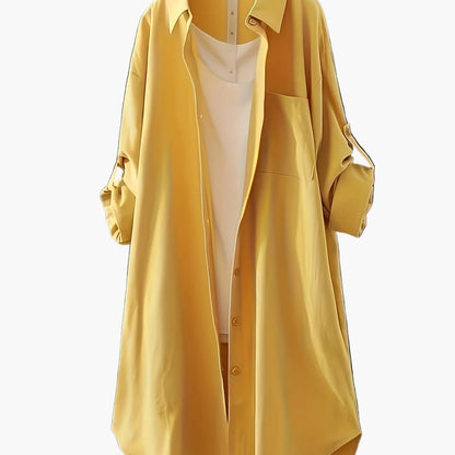 Damen Oversize Hemdblusenkleid mit lässigem Layer-Look – Ideal für Alltag und Büro