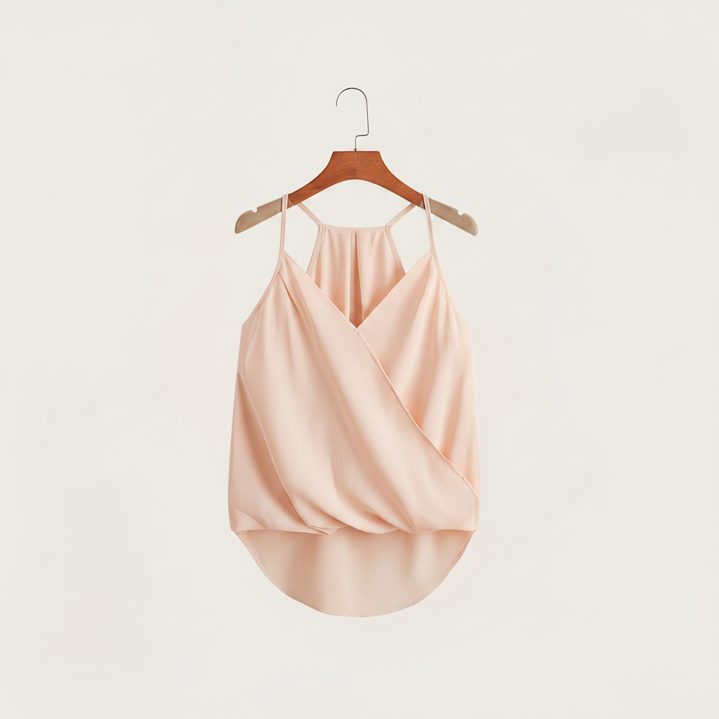 Damen Wickel-Top mit Drapierung und Halterneck – Modische Bluse für Freizeit und Büro