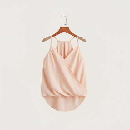Damen Wickel-Top mit Drapierung und Halterneck – Modische Bluse für Freizeit und Büro